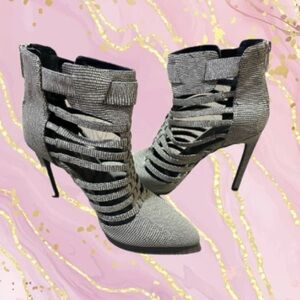 Jessica Simpson Elegant Black and White Strappy Heels, Size 8M